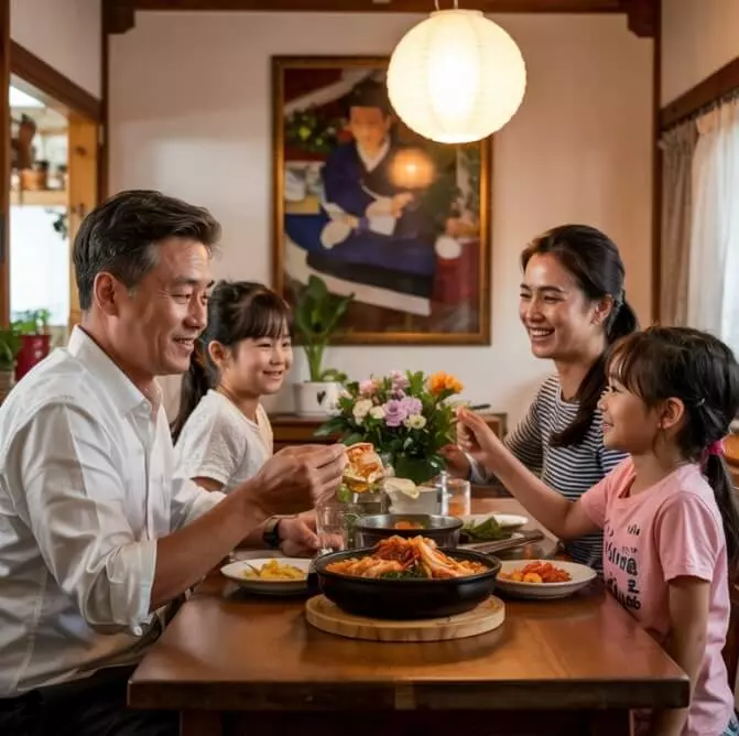 식사중인 가족
