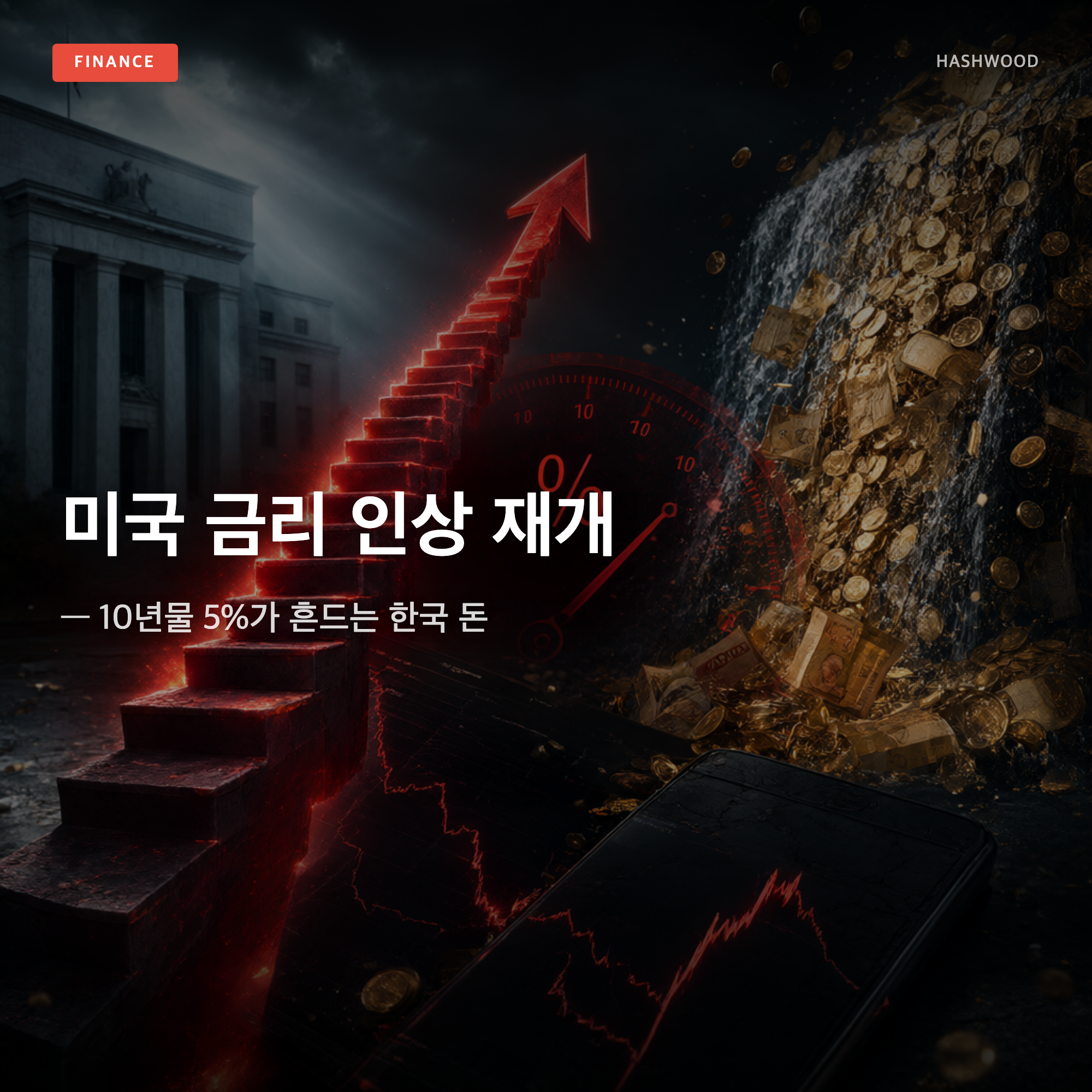 그림: 미국 금리 인상 재개 — — 10년물 5%가 흔드는 한국 돈