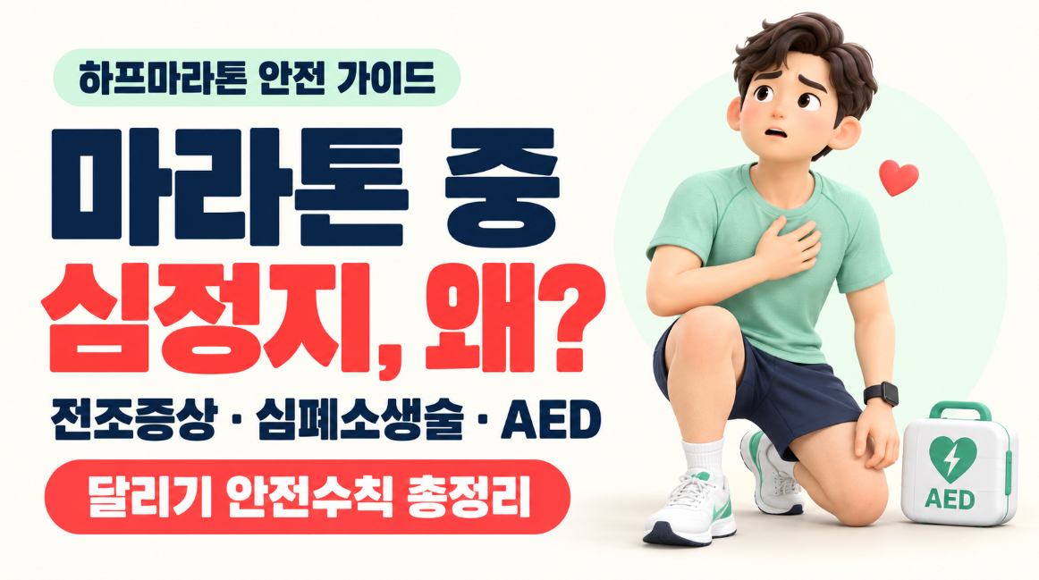 마라톤 중 심정지 왜 발생할까?｜하프마라톤 사망 위험&middot;전조증상&middot;심폐소생술&middot;AED&middot;달리기 안전수칙 총정리