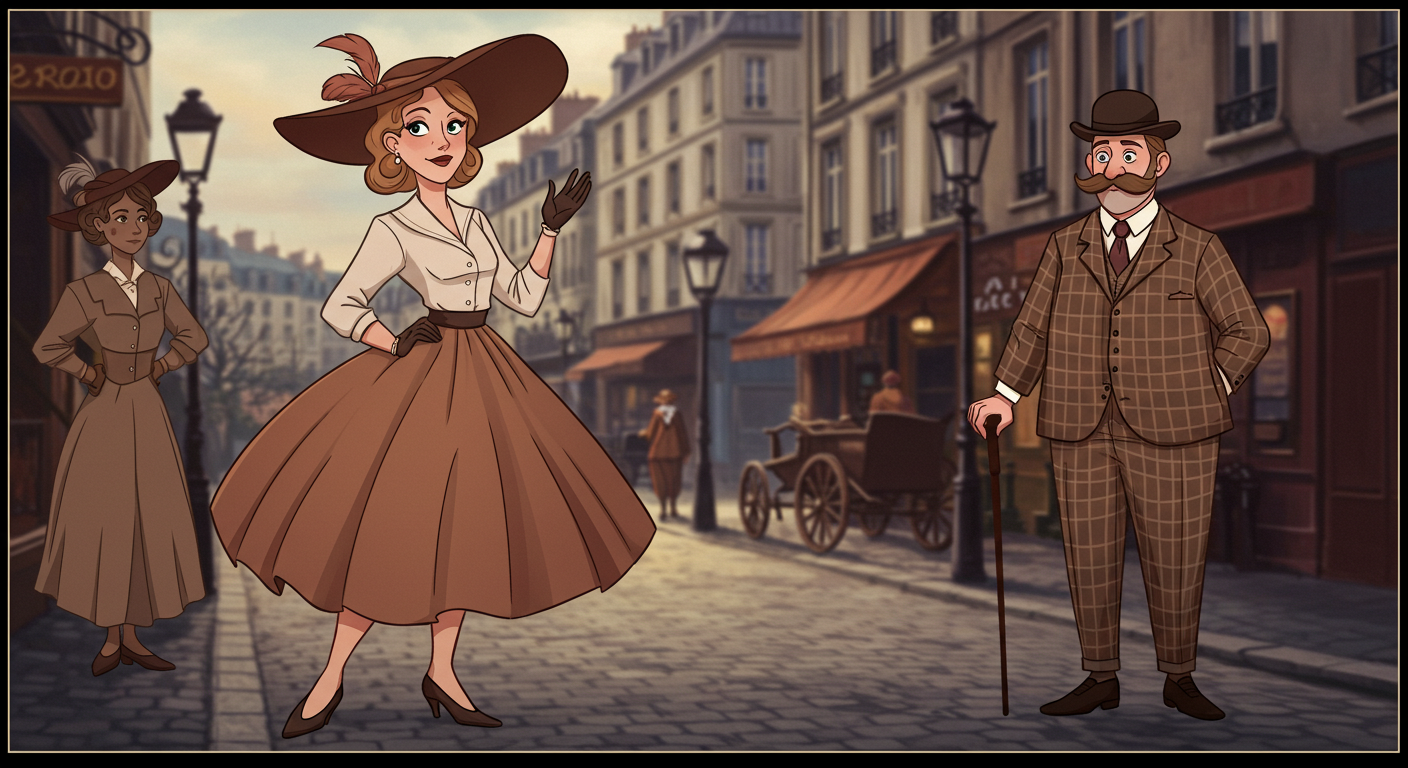 유럽 애니메이션 스타일의 조연 캐릭터 복고풍과 고전 유럽 스타일