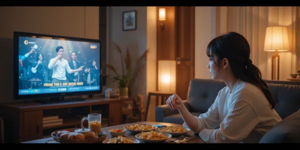 밤 시간 미스트롯4 방송일정에 맞춰 함께 시청하는 모습