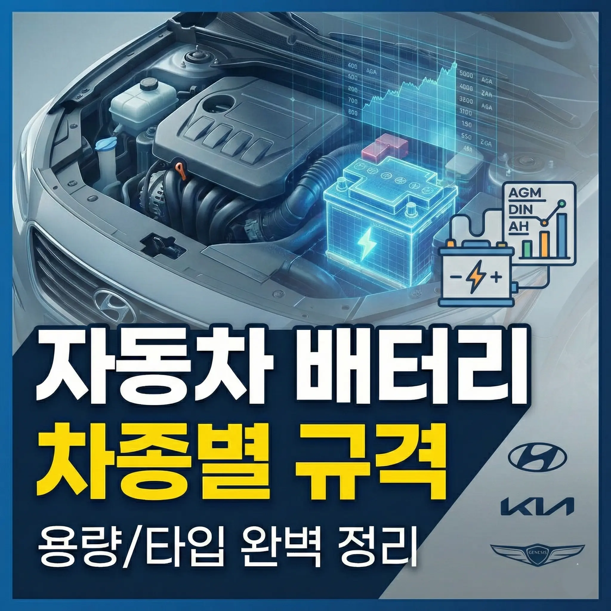쉐보레, 르노, KGM 쌍용 자동차 배터리 규격을 정리하였습니다.