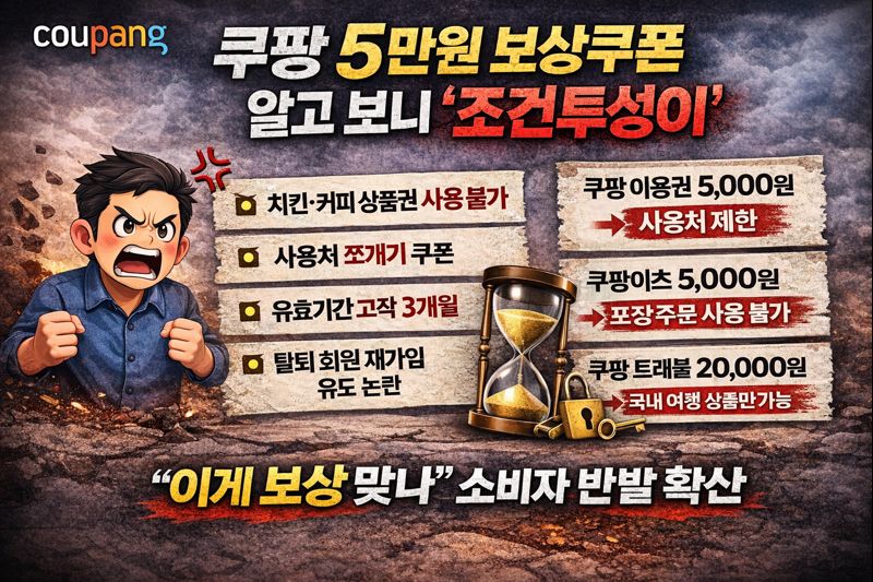 쿠팡 5만원 보상쿠폰, 알고 보니 ‘거품’이었다…조건·기한·꼼수 총정리