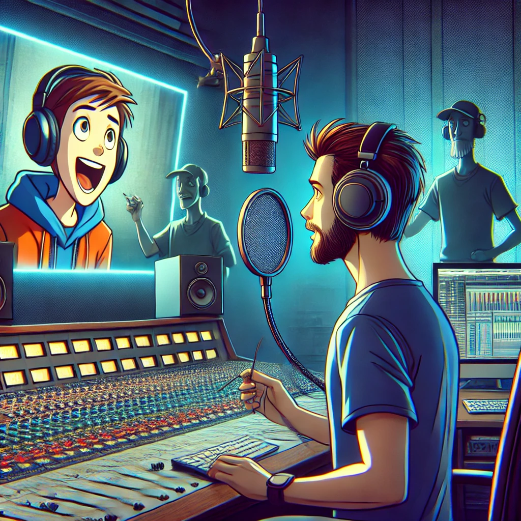 어린이 영화 더빙하는 성우 이미지