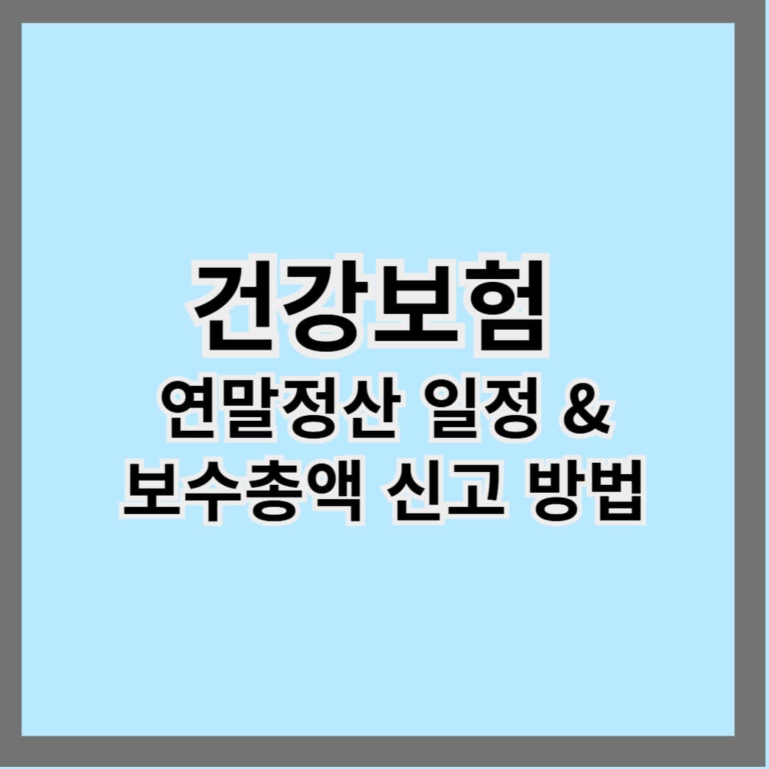 건강보험 연말정산 일정과 보수총액 신고 방법｜2025년 버전