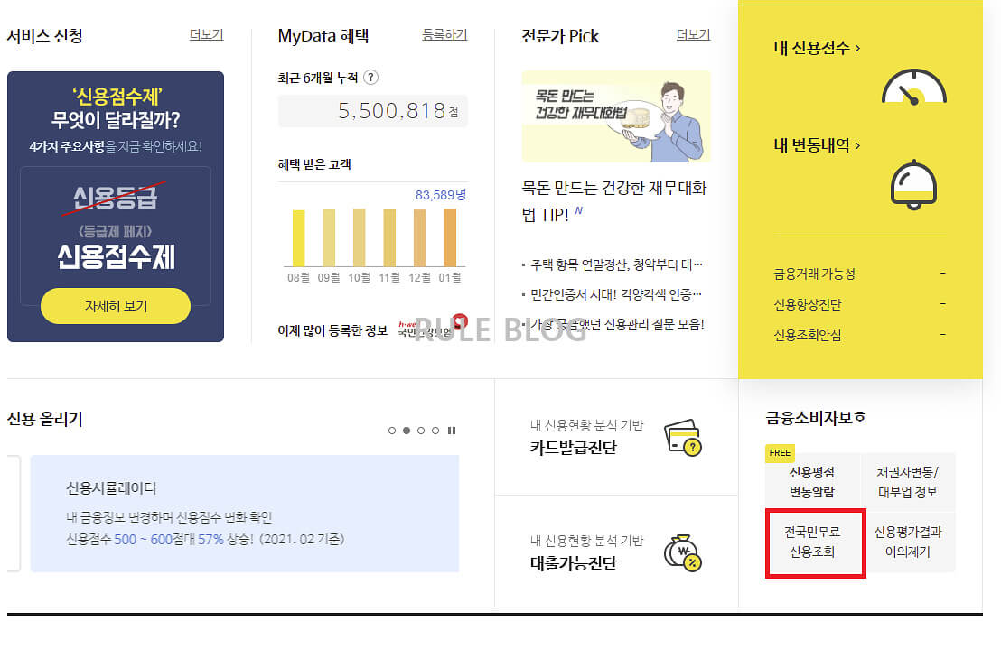 올크레딧 전국민무료신용조회