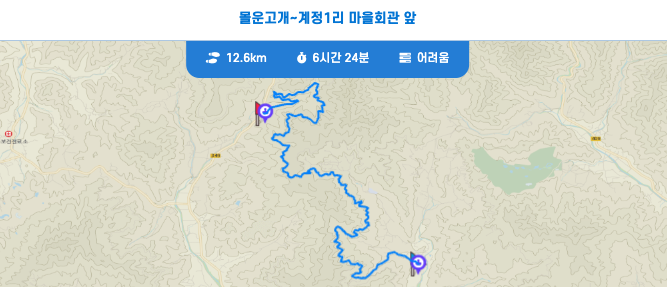 경기둘레길 양평 29코스 몰운고개 계정1리 마을회관 구간 등산 트레킹 날씨 정보