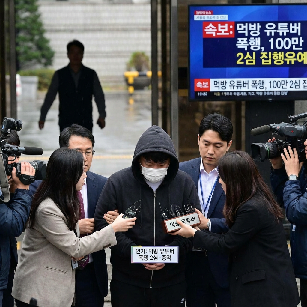먹방 유튜버 폭행, 100만 2심 집행유예 관련 사진