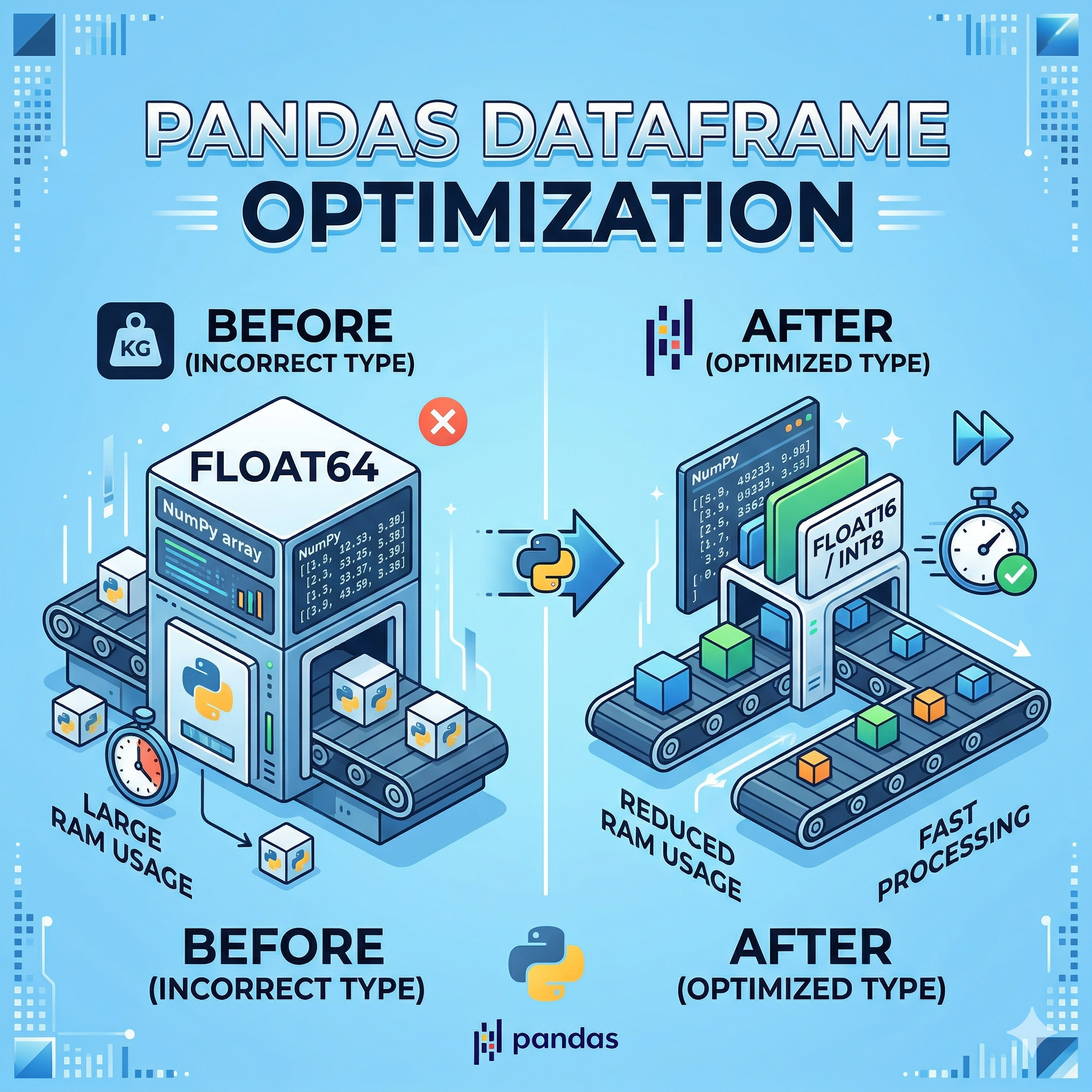 Pandas 데이터 메모리 80% 절감 방법