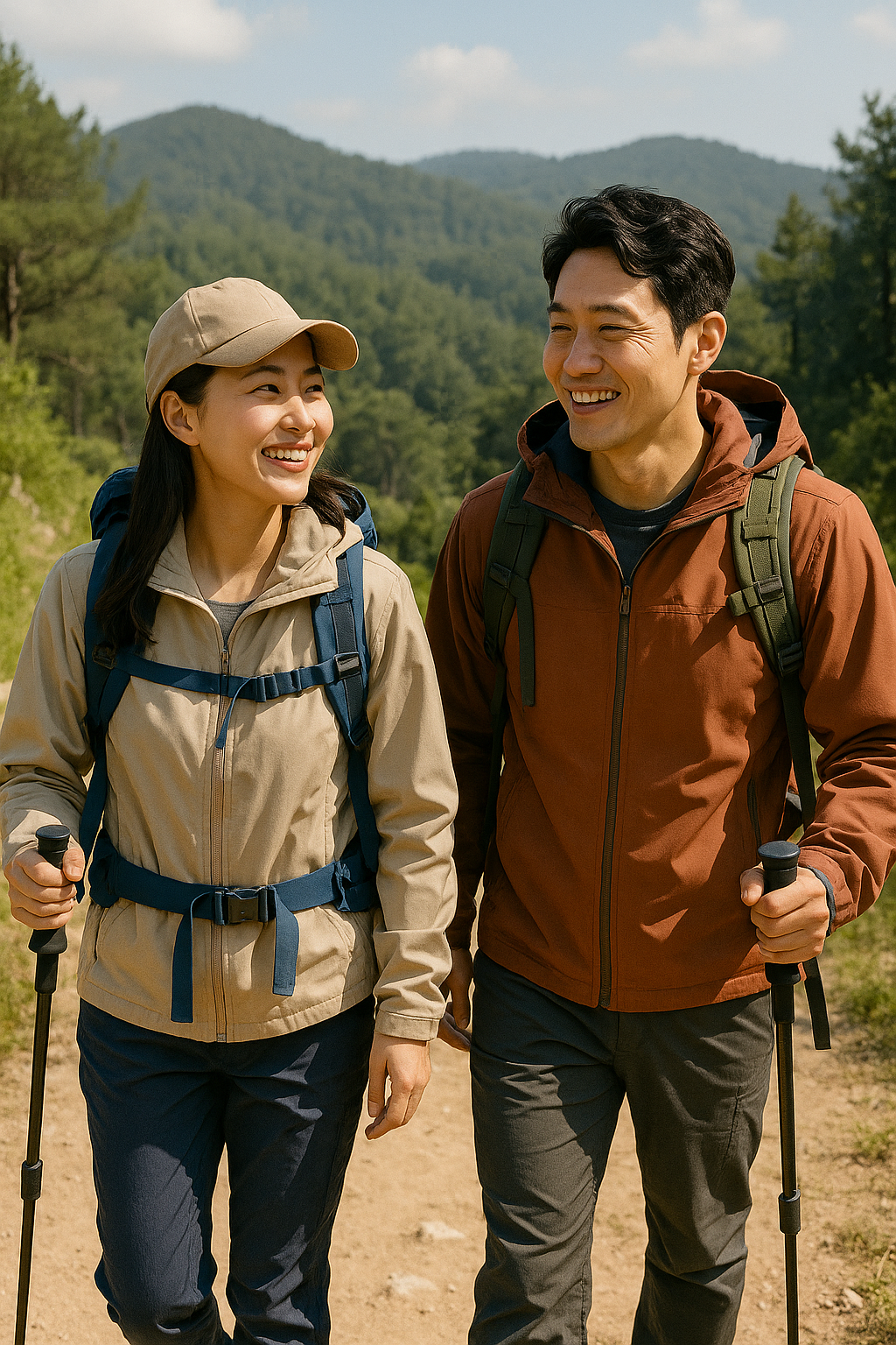 부부 등산하는 모습