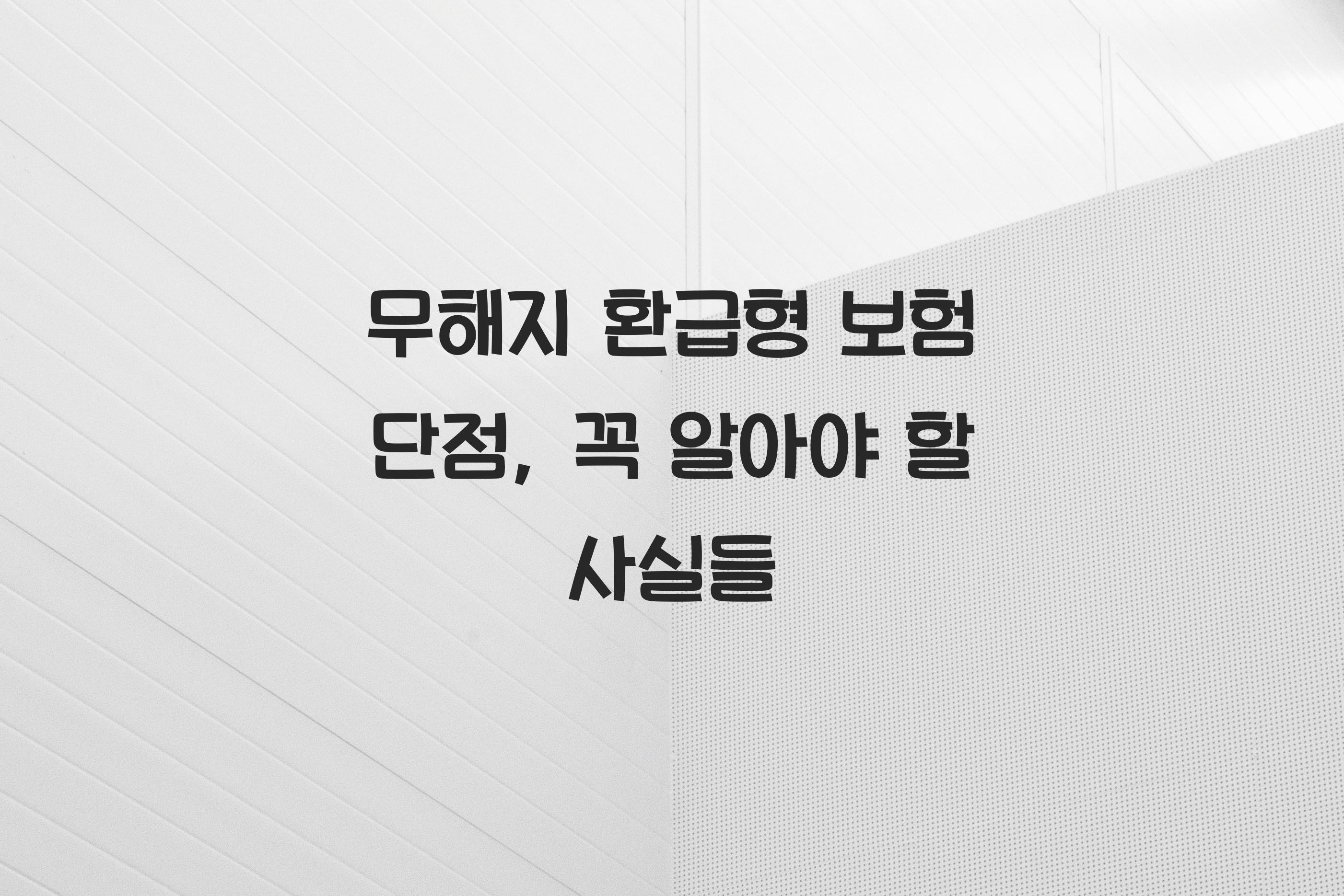 무해지 환급형 보험 단점