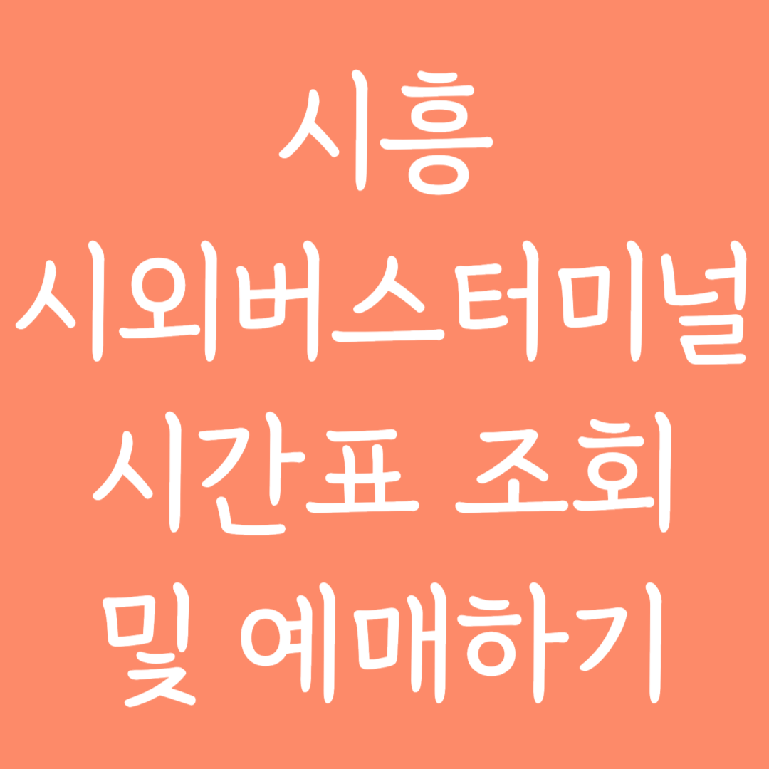 시흥 시외버스터미널 시간표조회 및 예매하기