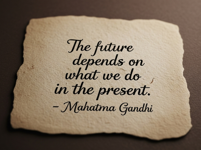 "미래는 현재 우리가 무엇을 하는가에 달려 있다" 마하트마 간디