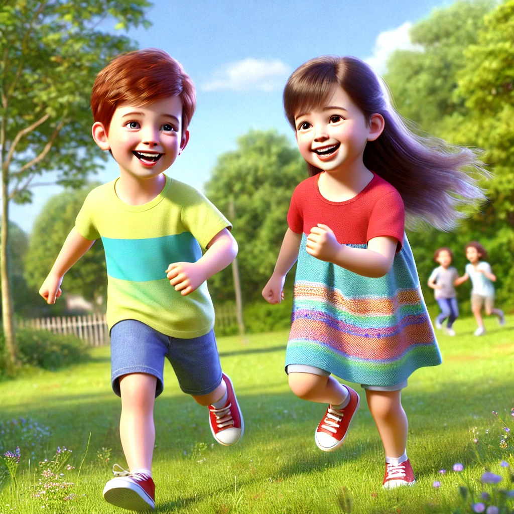 5살둥이들의 행복하게 뛰어노는 모습