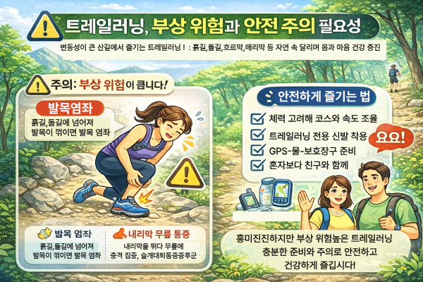 트레일러닝, 부상 위험과 안전 주의 필요성 관련 이미지