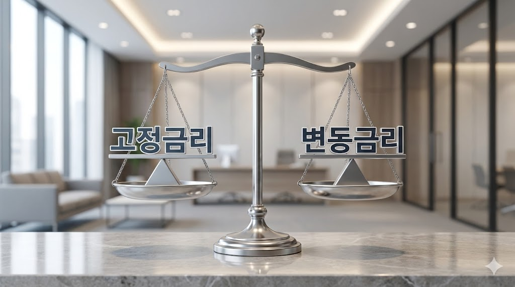 고정금리와 변동금리 균형 분석 도표 디자인