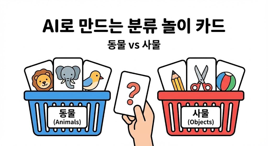 AI로 만드는 분류 활동 그림카드(동물과 사물 분류 교구)