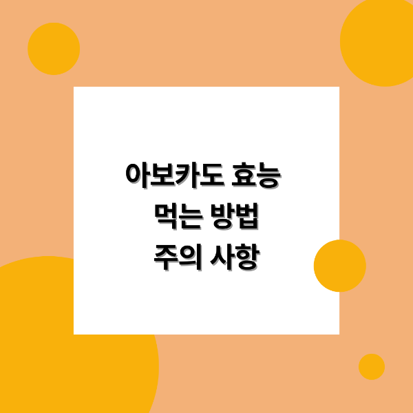 아보카도 효능 먹는 방법 주의 사항