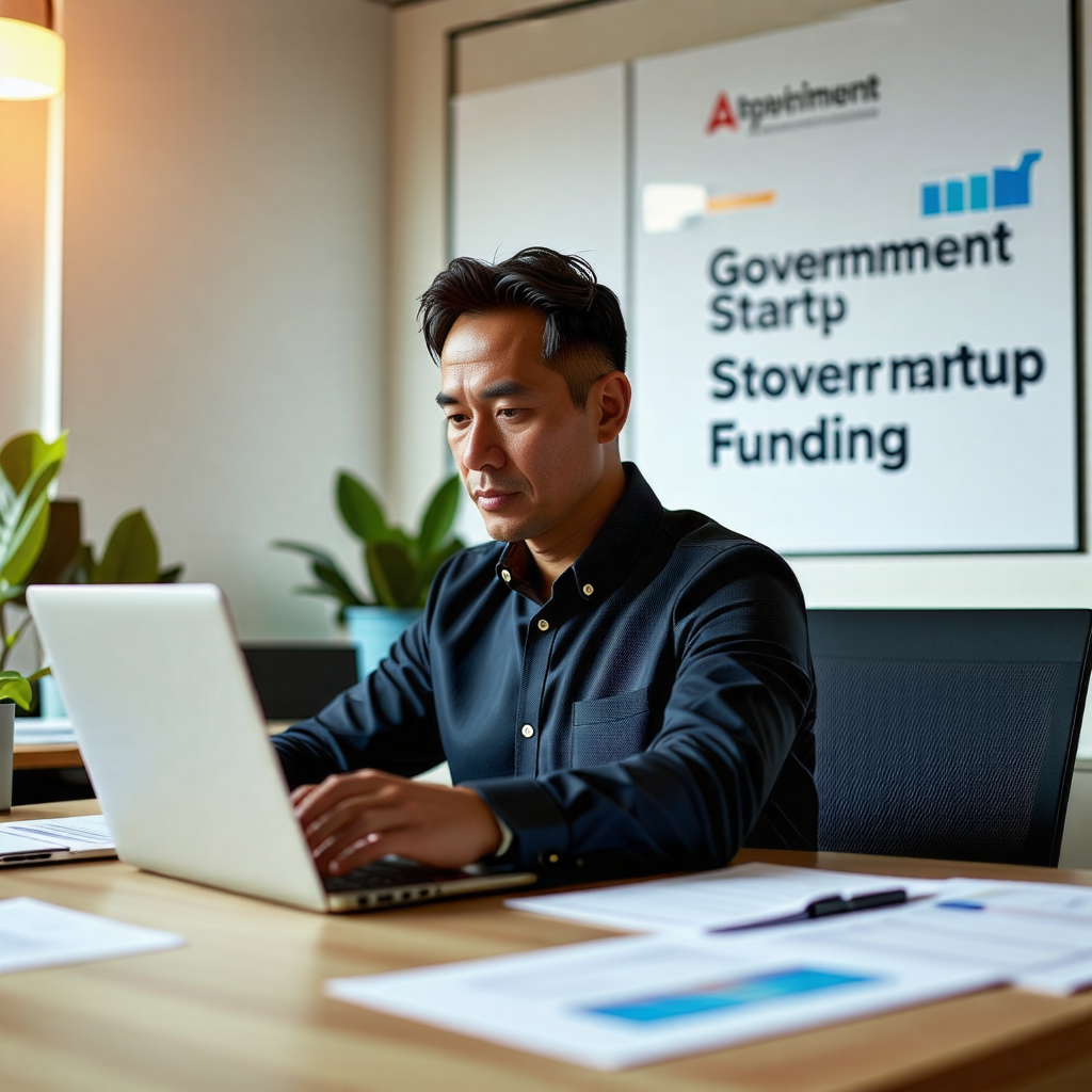 정부 창업 지원금 신청 절차를 진행하는 모습