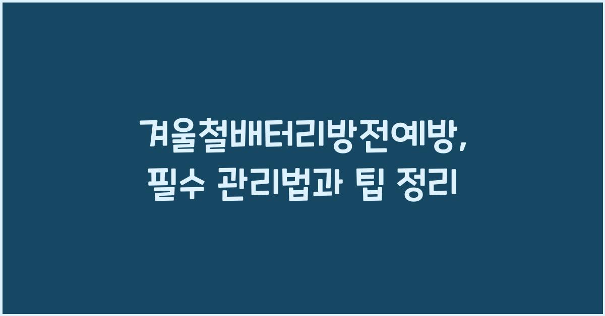 겨울철배터리방전예방