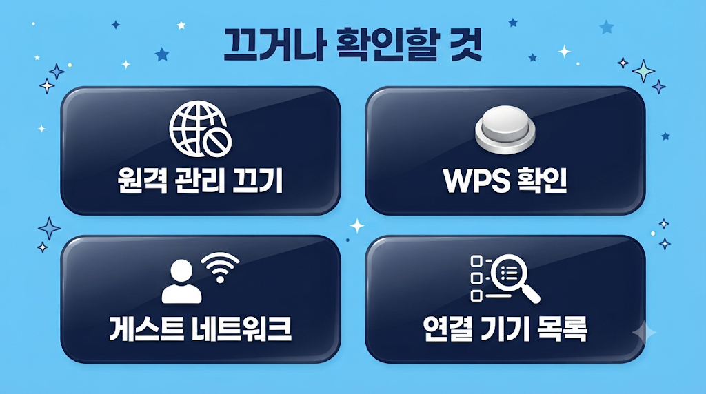 공유기에서 끄거나 확인할 기능