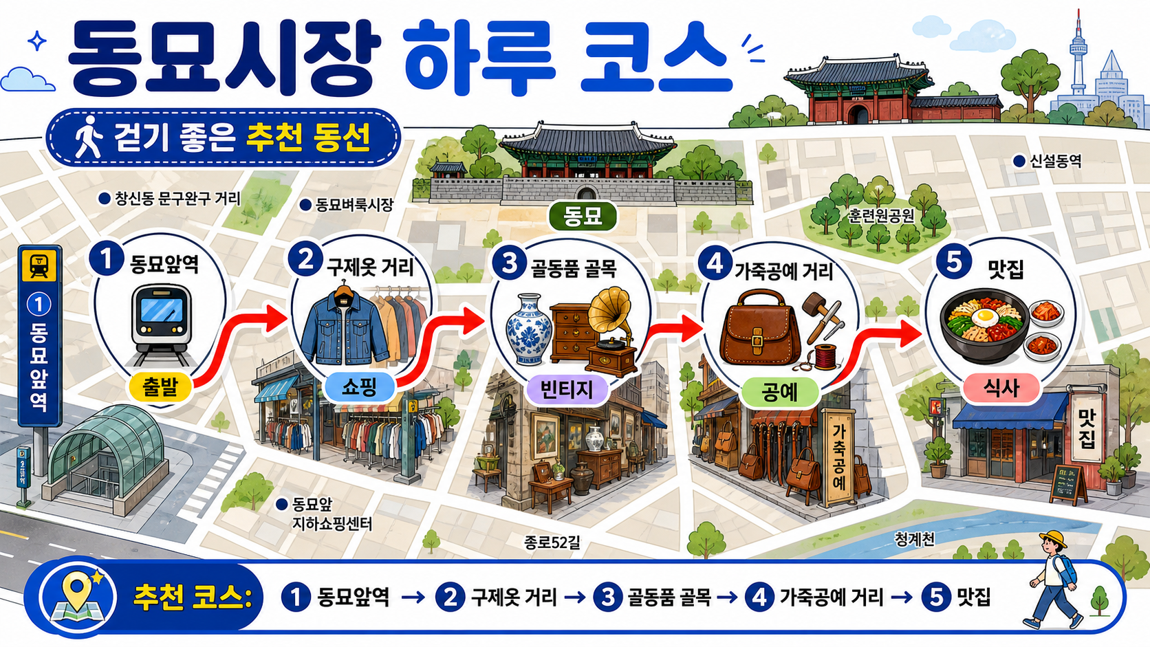 동묘시장 하루 코스 지도형 이미지