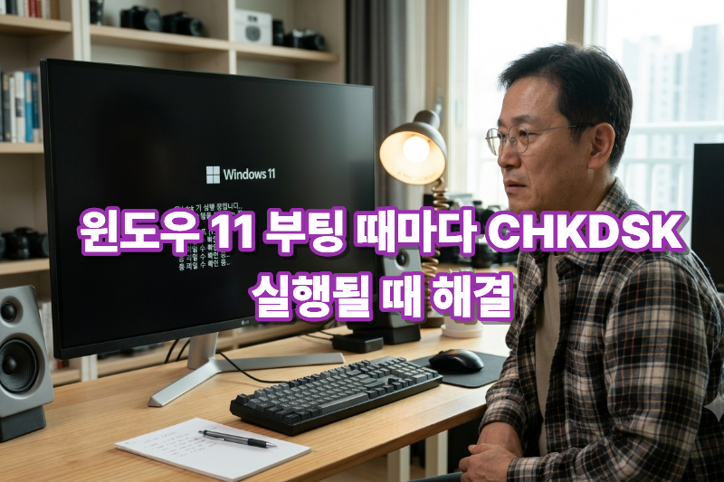 윈도우 11 컴퓨터를 켤 때마다 CHKDSK 디스크 검사가 반복 실행될 때 해결하는 방법