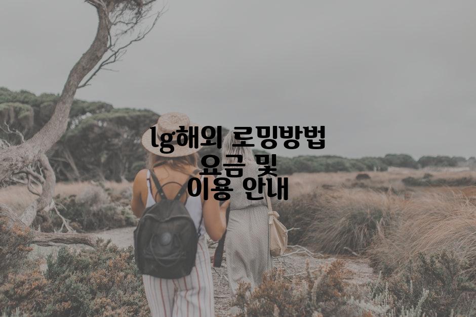 lg해외 로밍방법 요금 및 이용 안내