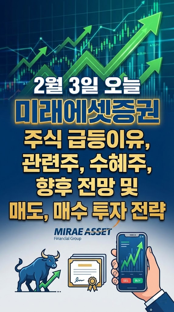 2월 3일 오늘 미래에셋증권 주식 급등이유, 관련주, 수혜주, 향후 전망 및 매도, 매수 투자 전략