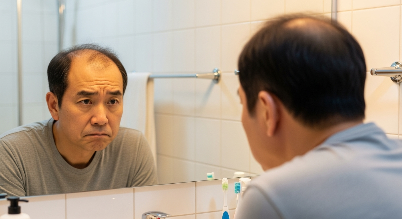 탈모에 낙심하는 중년 남성