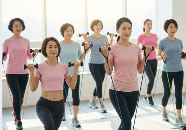 폐경기 중년 여성 근력 운동 사진