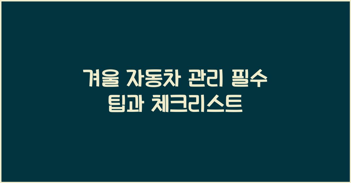 겨울 자동차 관리