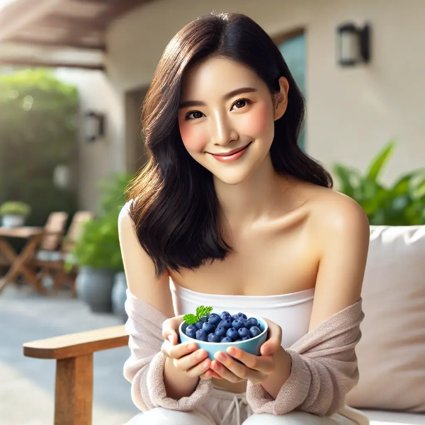 스트레스 해소 후 건강하고 편안한 동양인 여성