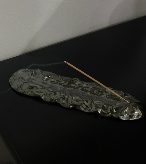 은빛 굴곡진 쟁반 인센스 홀더