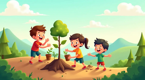 식목일-나무심기-아이들-산