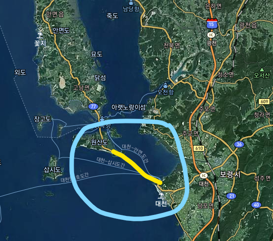 카카오맵에 표시한 해저터널 위치