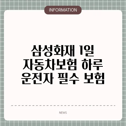 삼성화재 1일 자동차보험 하루 운전자 필수 보험