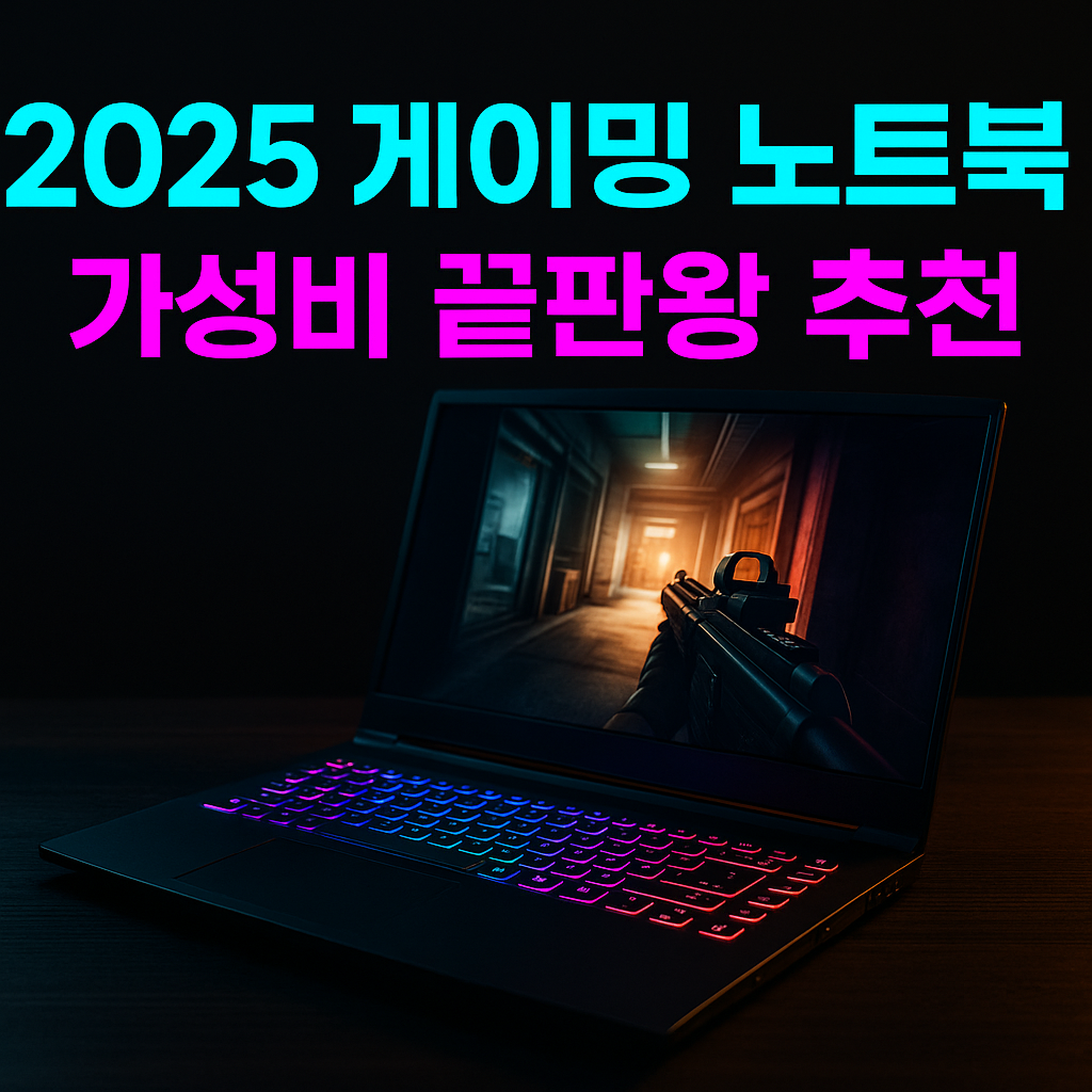 2025년 가성비 게이밍 노트북 TOP5 비교를 소개하는 이미지