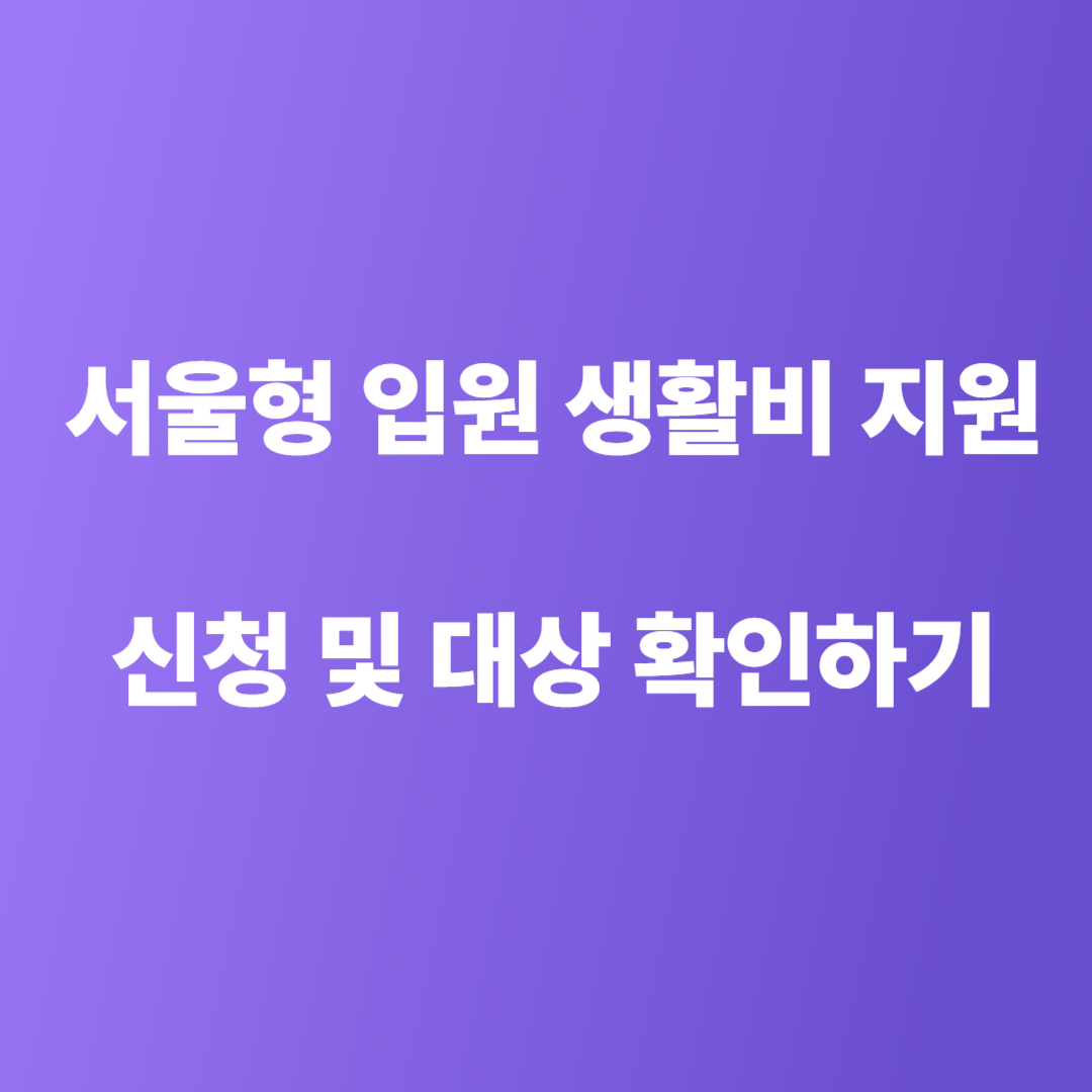 서울형 입원 생활비 지원