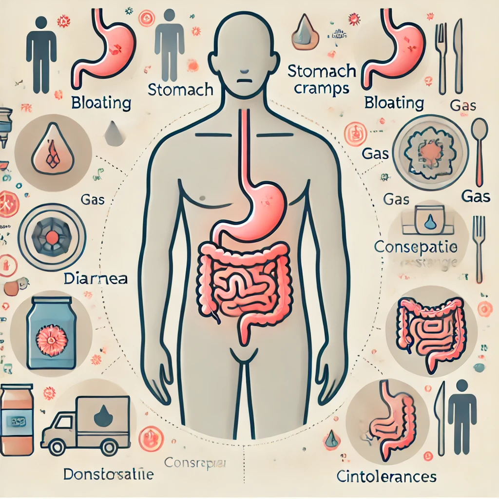 장 건강 이상 증상들을 표현한 이미지