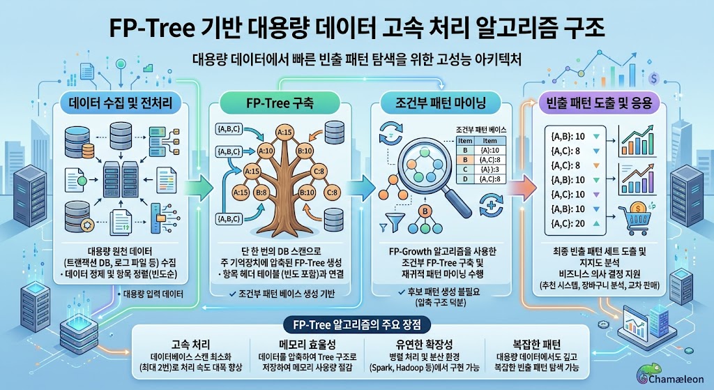 Apriori 알고리즘의 한계를 극복하고 대용량 데이터를 고속으로 처리하는 FP-Tree 구조를 표현