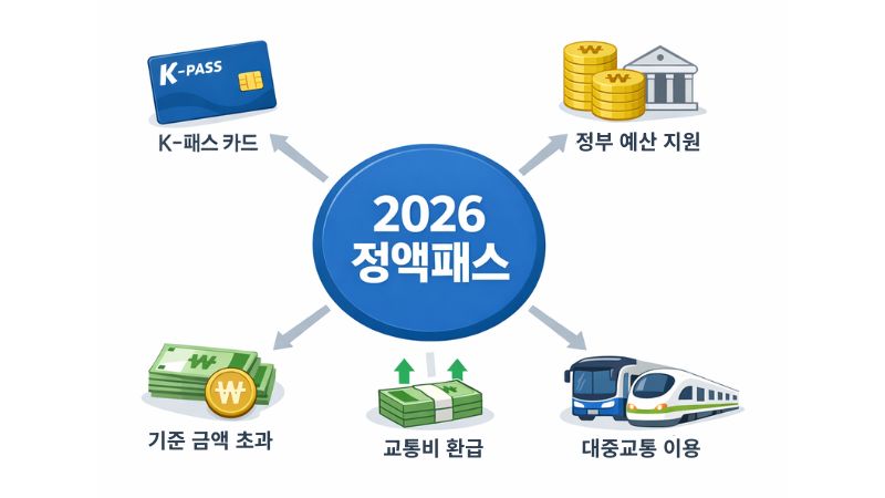 2026 정액패스 환급 구조를 나타낸 중앙 집중형 개념 이미지