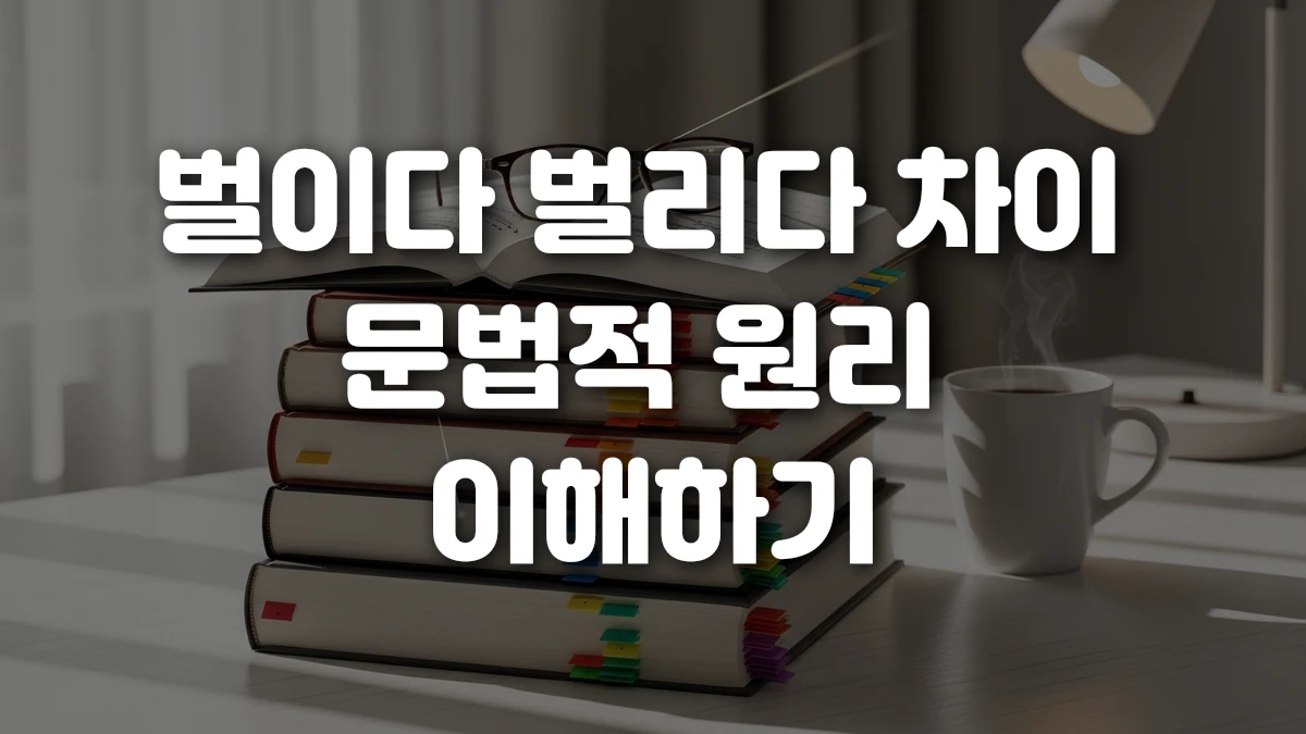 벌이다 벌리다 차이 문법적 원리 이해하기