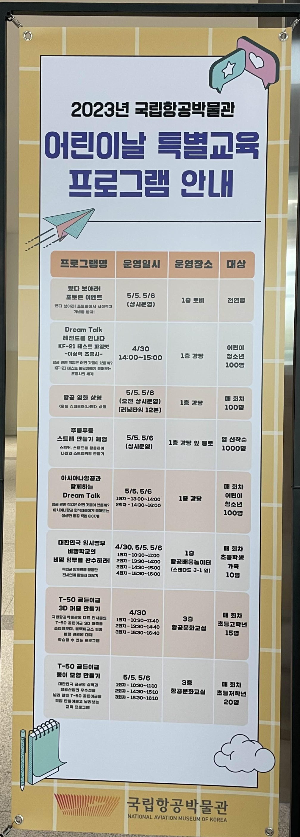 2023년_국립항공박물관_어린이날_특별프로그램이_적힌_안내문