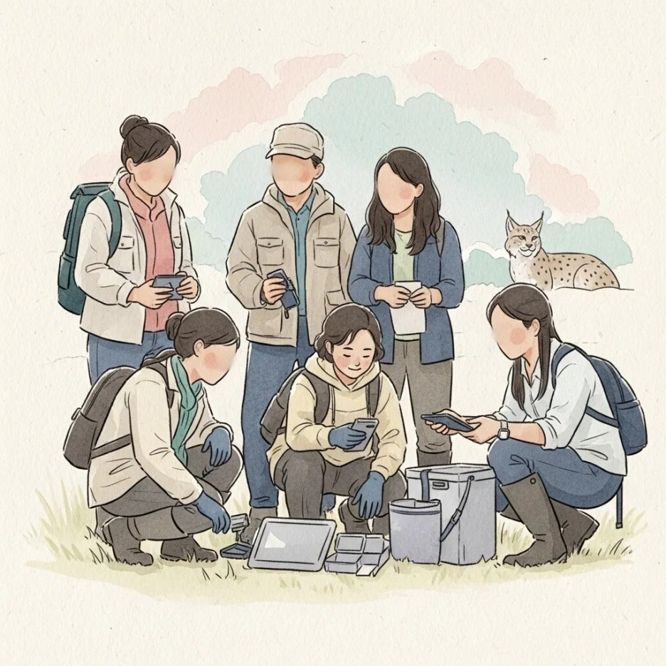 시라소니를 위해 협력하는 사람들의 모습