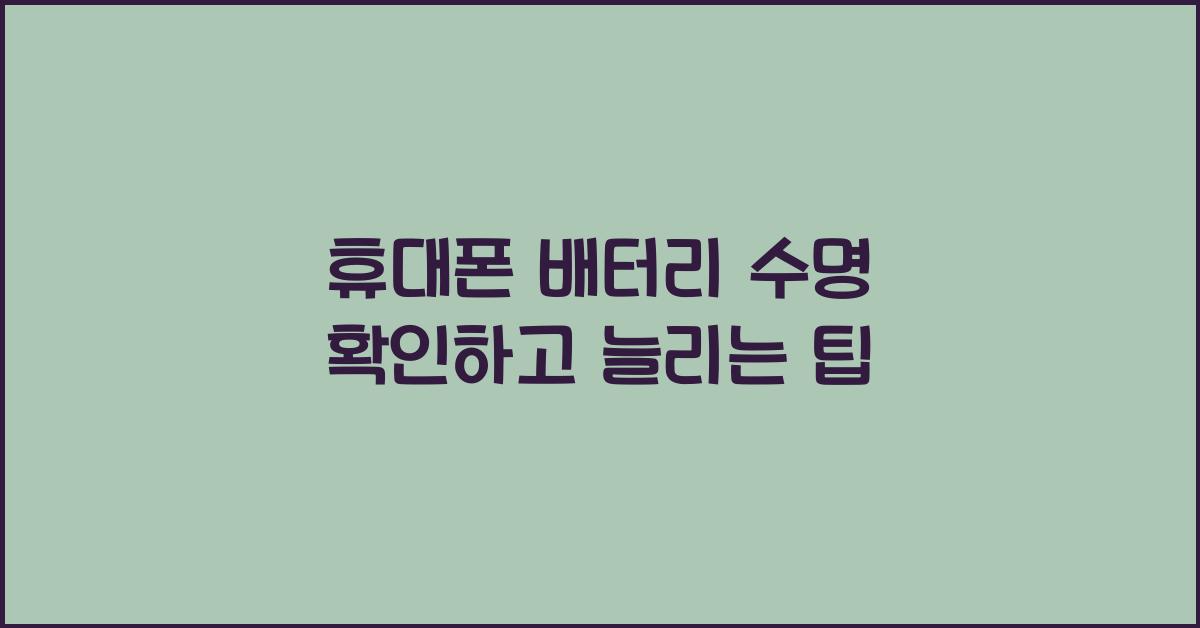 휴대폰 배터리 수명 확인