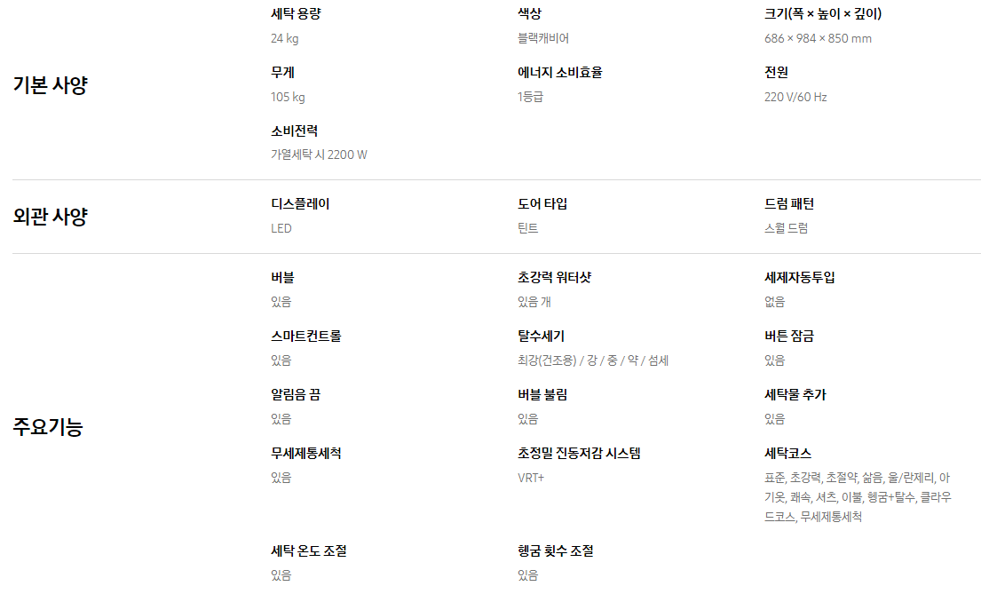 세탁기-스펙