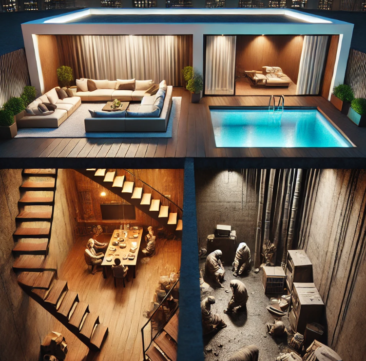 영화 기생충에 관련한 AI이미지 첨부