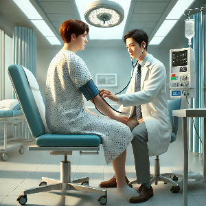 건강검진을 받고 있는 모습