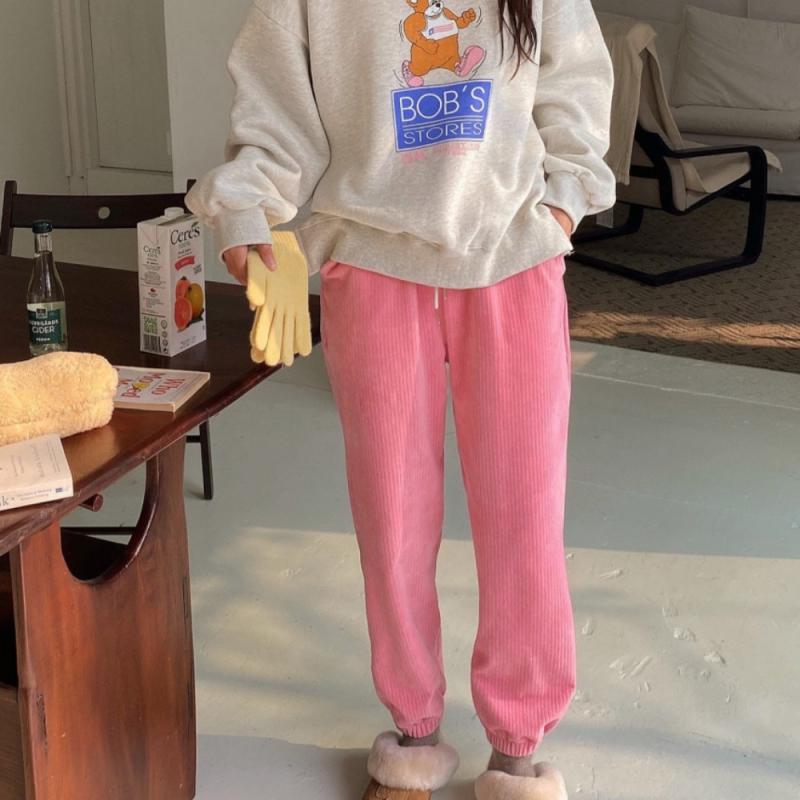 여성 골덴바지 핑크 코듀로이 조거 팬츠 트레이닝바지